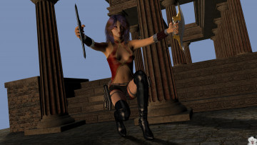 Картинка 3д+графика amazon+ амазонки взгляд девушка оружие