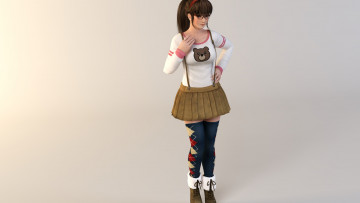 Картинка 3д+графика anime+ аниме фон взгляд девушка