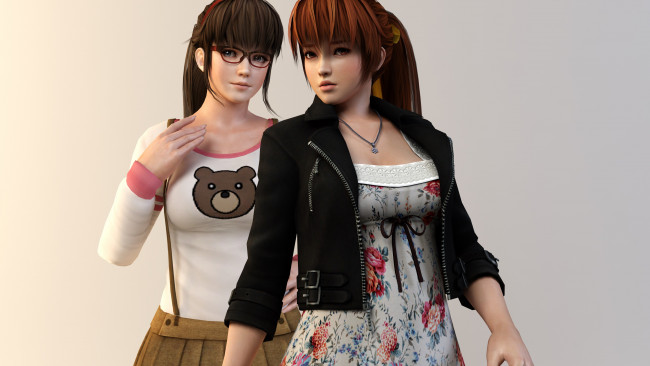 Обои картинки фото 3д графика, anime , аниме, фон, взгляд, девушки