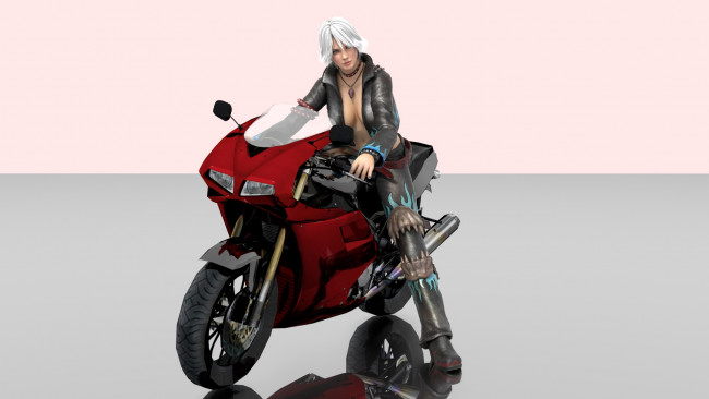 Обои картинки фото мотоциклы, 3d, девушка, мотоцикл