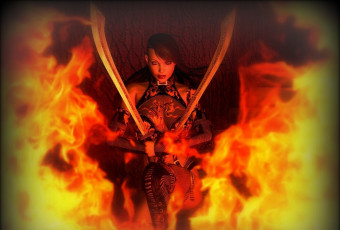 Картинка 3д+графика фантазия+ fantasy оружие фон взгляд девушка