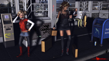 Картинка 3д+графика люди+ people мужчина девушки фон взгляд