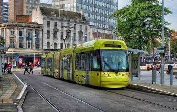 Картинка техника трамваи трамвай рельсы город