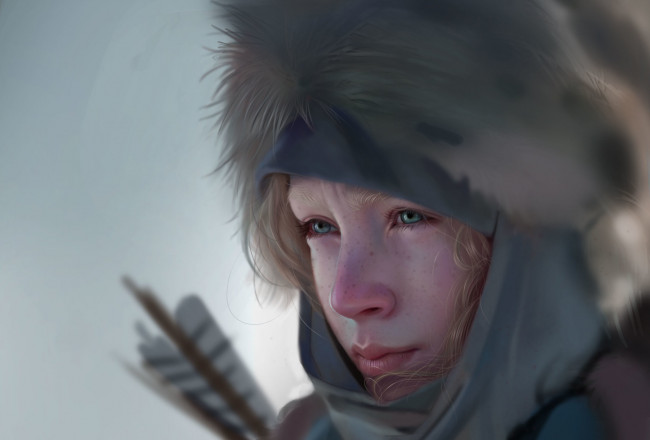 Обои картинки фото рисованное, кино, девушка, стрелы, арт, холод, saoirse, ronan, взгляд, лицо, сирша, ронан, фильм, совершенное, оружие, ханна