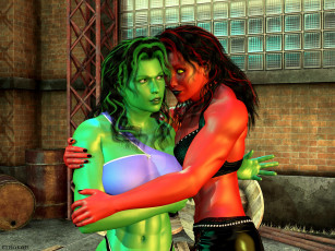 Картинка 3д+графика существа+ creatures халки взгляд фон