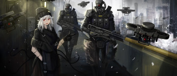 Картинка аниме оружие +техника +технологии девушка роботы kasagarasu