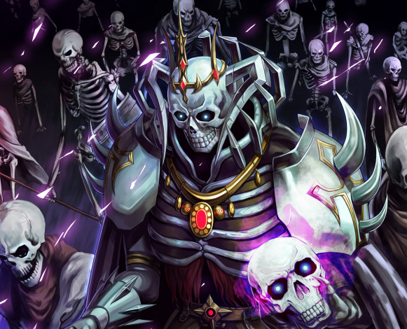 Обои картинки фото аниме, магия,  колдовство,  halloween, скелеты, нежить