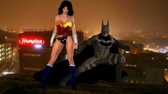 Обои картинки фото 3д графика, фантазия , fantasy, супермен, фон, взгляд, девушка