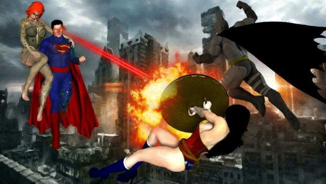 Обои картинки фото 3д графика, фантазия , fantasy, взгляд, девушка, супермен, фон