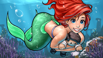 Картинка рисованное комиксы фон девушка игрушка хвост взгляд