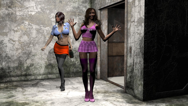 Обои картинки фото 3д графика, люди , people, девушки, взгляд, фон