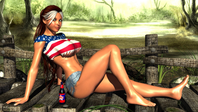 Обои картинки фото 3д графика, люди , people, фон, улыбка, взгляд, девушка