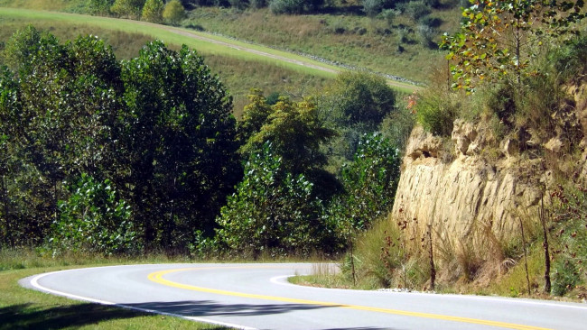 Обои картинки фото природа, дороги, поворот, крутой