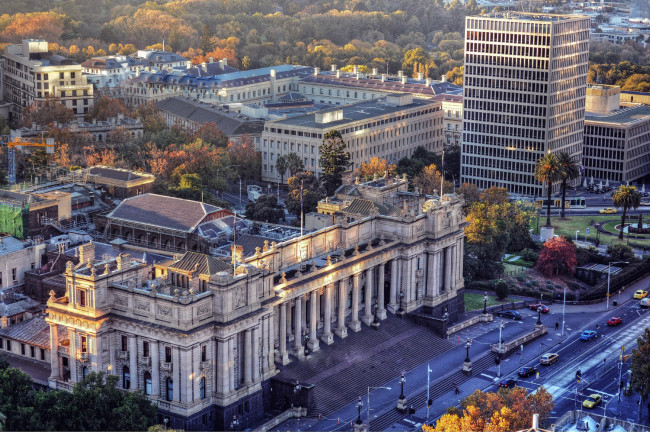 Обои картинки фото города, мельбурн , австралия, улица, панорама, здания