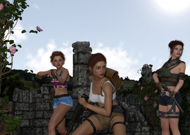 Обои картинки фото 3д графика, фантазия , fantasy, девушки, взгляд, фон