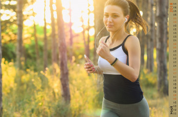 Картинка календари девушки наушники растения бег