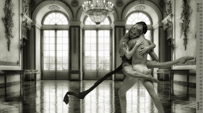 Обои картинки фото календари, люди, зал, балет, мужчина, женщина