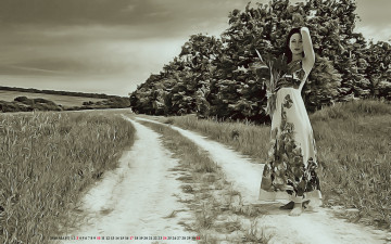 Картинка календари компьютерный+дизайн дорога растения природа женщина