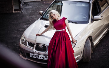 обоя автомобили, -авто с девушками, subaru, impreza