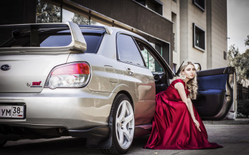 обоя автомобили, -авто с девушками, subaru, impreza