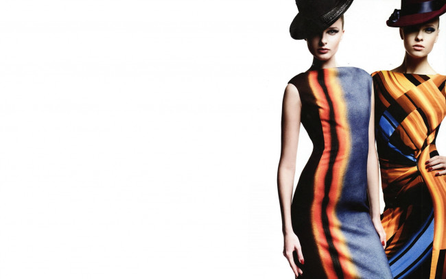 Обои картинки фото девушки, - группа девушек, модели, шляпы, платья