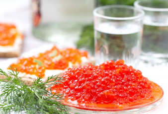 Картинка еда икра красная деликатес укроп