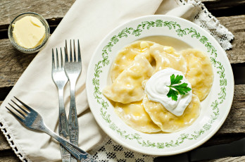 обоя еда, пельмени,  манты,  вареники, масло, вареники, сметана