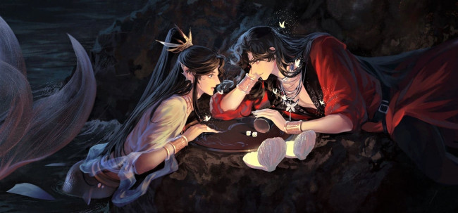 Обои картинки фото аниме, tian guan ci fu, хуа, чен, се, лянь, русалка, игра