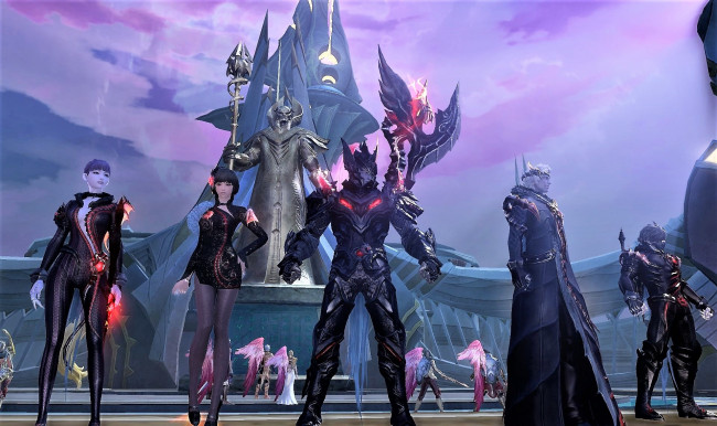 Обои картинки фото видео игры, aion, персонажи, дворец, статуя