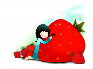 Картинка рисованное дети девочка клубника