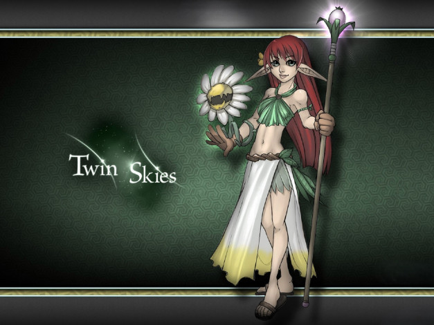 Обои картинки фото видео игры, twin skies, девушка, эльфийка, посох