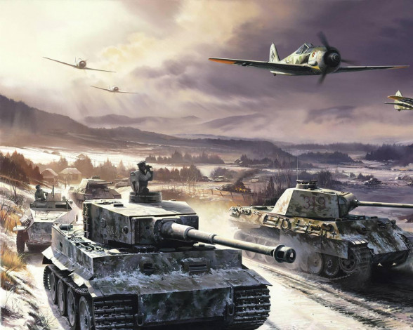 Обои картинки фото pzkpfw, vi, tiger, рисованные, армия