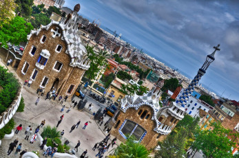 Картинка города барселона испания здания архитектура гауди