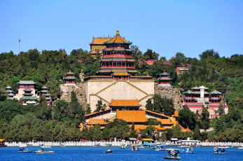 Картинка города пекин китай пагоды река храм неба