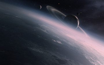 Картинка космос арт планеты поверхность звезды