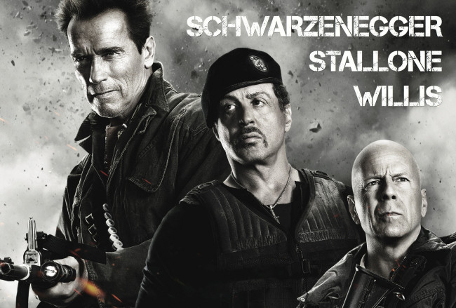 Обои картинки фото the, expendables, кино, фильмы, bruce, willis, sylvester, stallone, arnold, schwarzenegger