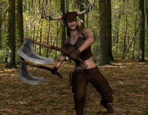 Картинка 3д графика amazon амазонки девушка лес