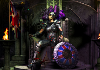 Картинка 3д графика amazon амазонки девушка трон