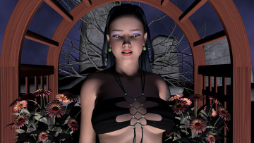 Картинка 3д графика people люди цветы девушка