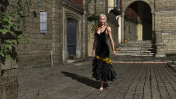 Картинка 3д графика people люди девушка двор