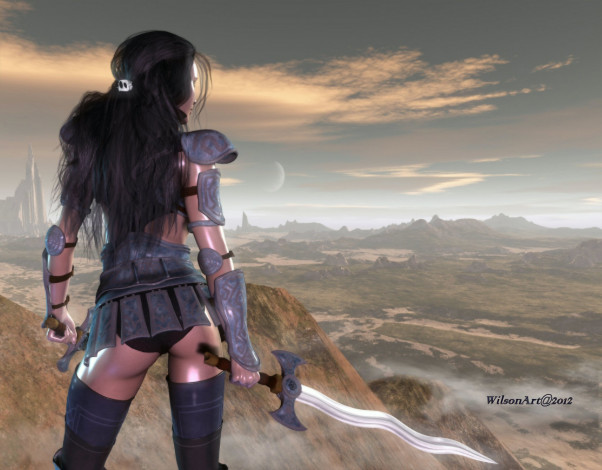 Обои картинки фото 3д, графика, amazon, амазонки, меч, девушка