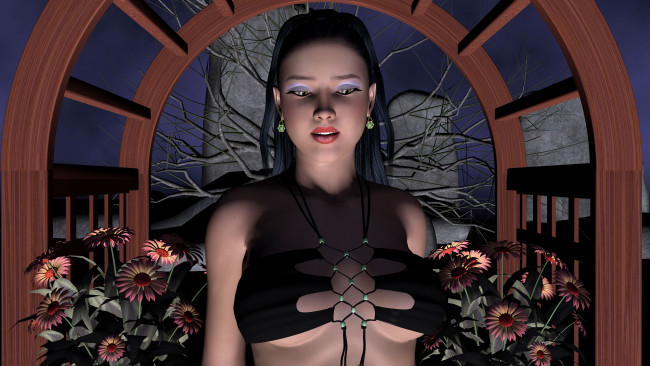 Обои картинки фото 3д, графика, people, люди, цветы, девушка