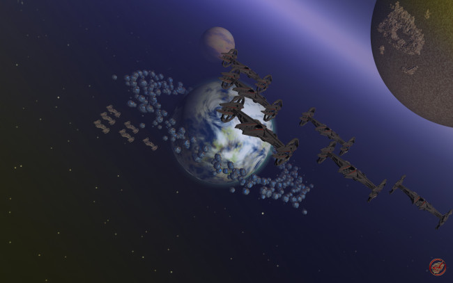 Обои картинки фото космос, арт, планеты, летательные, аппараты