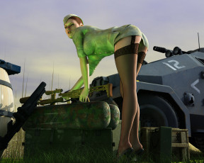 Картинка 3д+графика фантазия+ fantasy фон взгляд девушка оружие