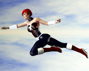 Картинка 3д+графика фантазия+ fantasy полет фон взгляд девушка