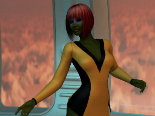 Картинка 3д+графика существа+ creatures взгляд девушка фон халк