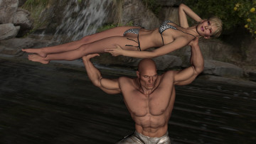 Картинка 3д+графика люди+ people мужчина улыбка фон взгляд девушка