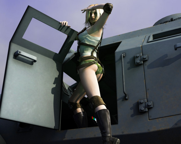 Обои картинки фото 3д графика, фантазия , fantasy, девушка, взгляд, фон