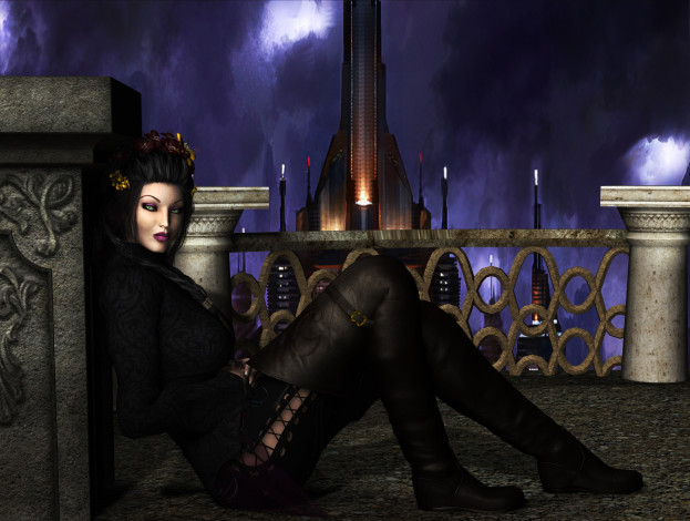 Обои картинки фото 3д графика, люди , people, фон, взгляд, девушка