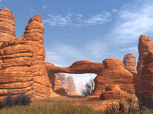 Обои картинки фото 3д графика, природа , nature, скала, небо